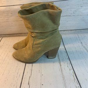 Tan slouchie mid booties shoes